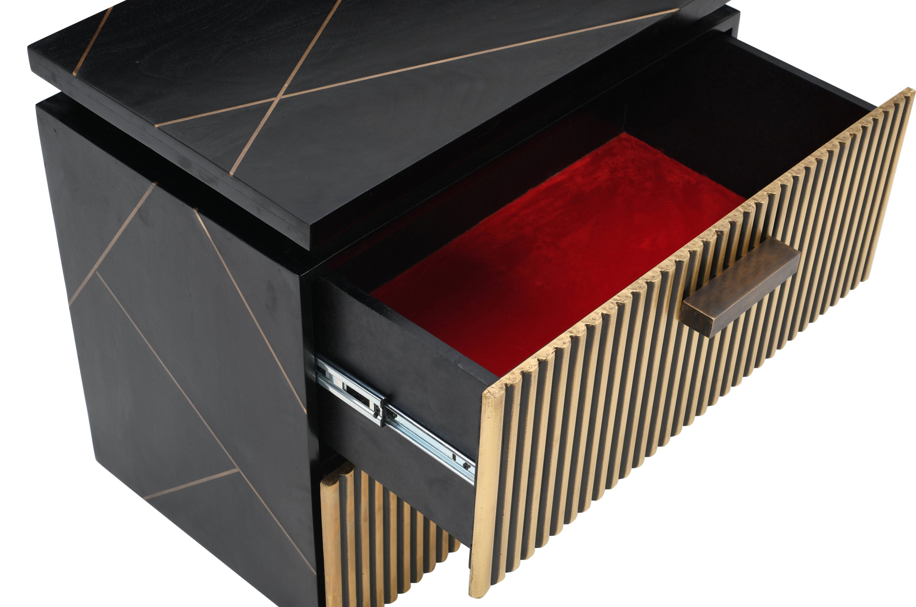 Modern Style 5Pc Queen Bedroom Set Made With Mango Wood and Finished with Brass Metal