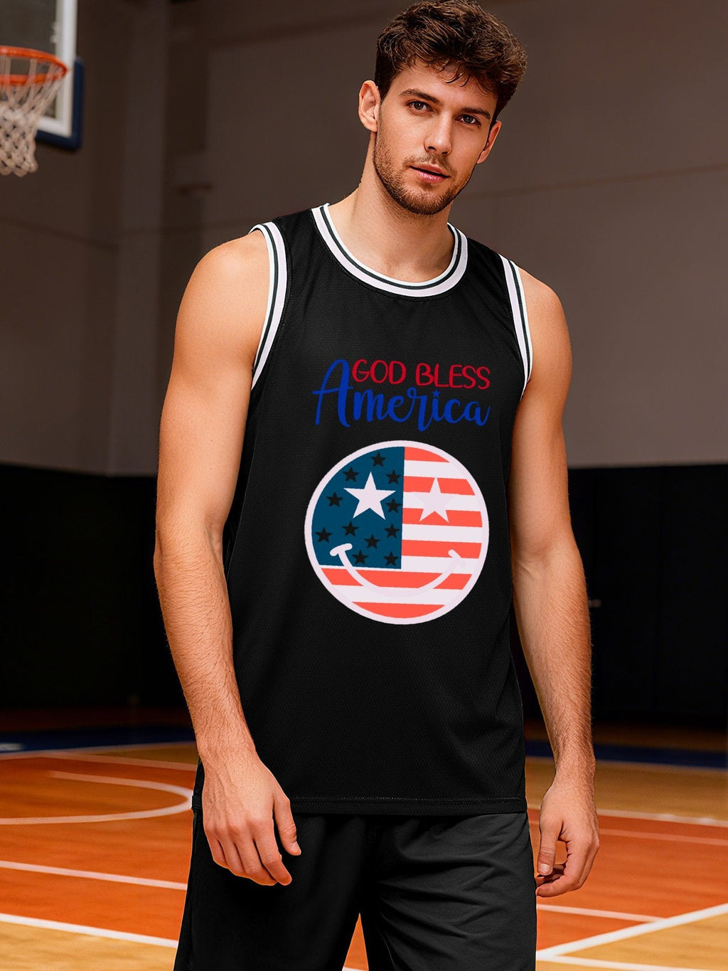 God Bless America Adult Black Basketball Jersey | Ships From USA