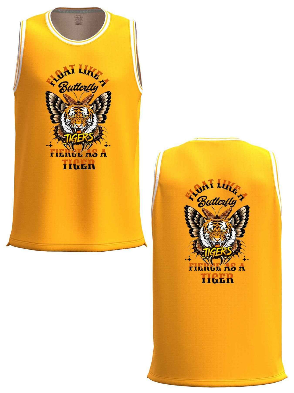 Float Like a Butterfly Fierce as a Tiger Adult Yellow Basketball Jersey | Ships From USA