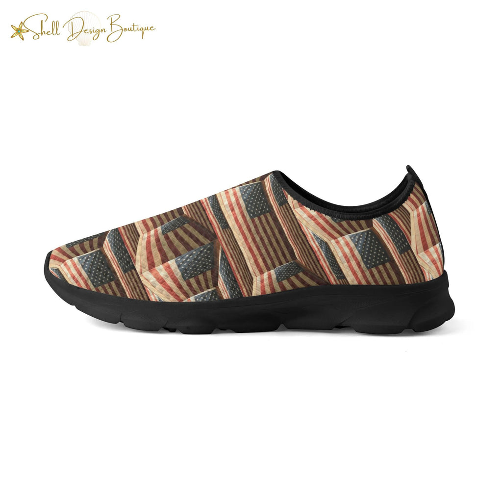 3D USA Flags Lightweight Adult Unisex Athletic Slip-on Shoes | Shipped in US