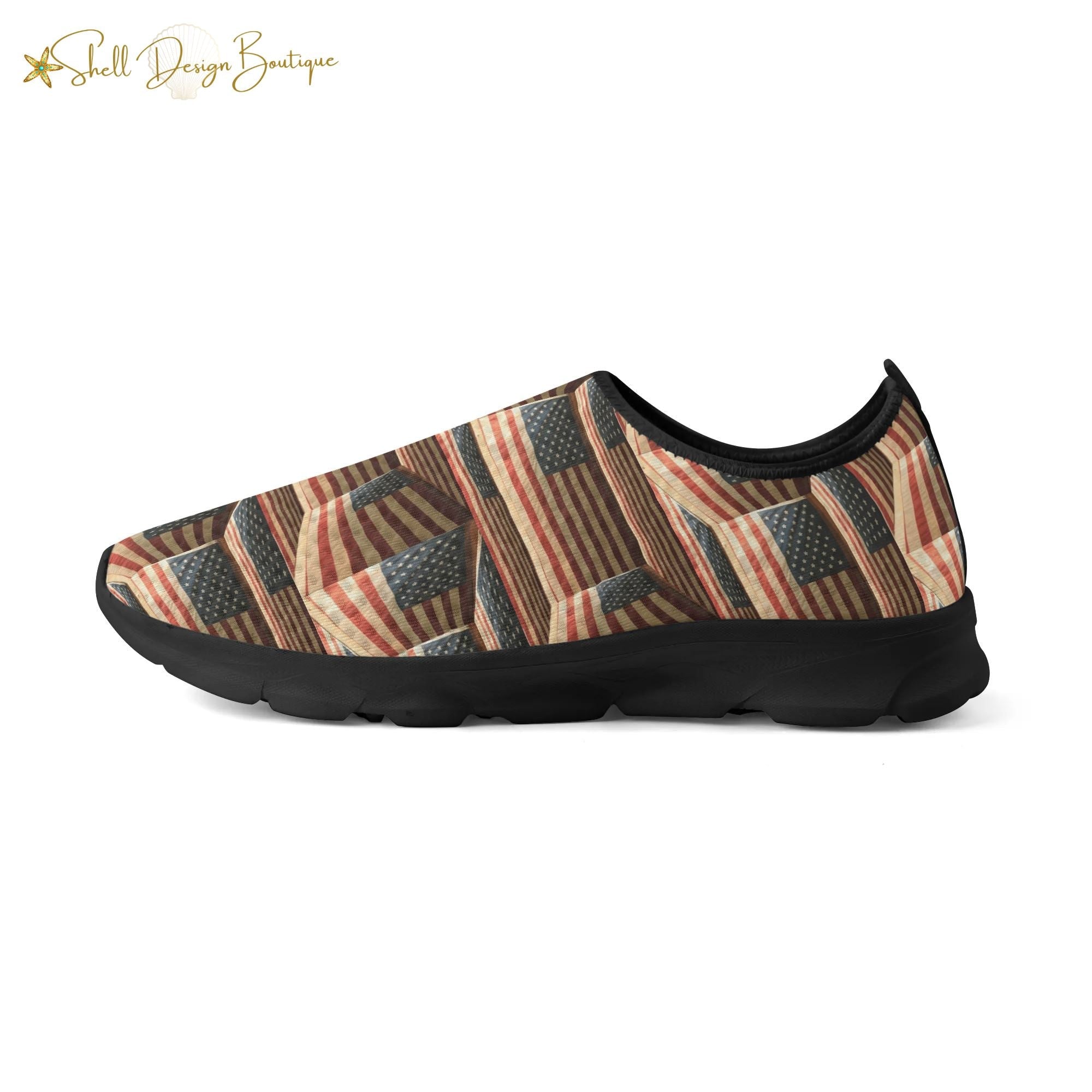3D USA Flags Lightweight Adult Unisex Athletic Slip-on Shoes | Shipped in US