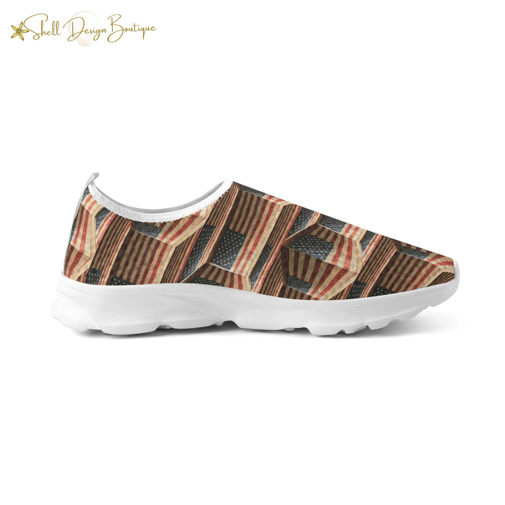 3D USA Flags Lightweight Adult Unisex Athletic Slip-on Shoes | Shipped in US