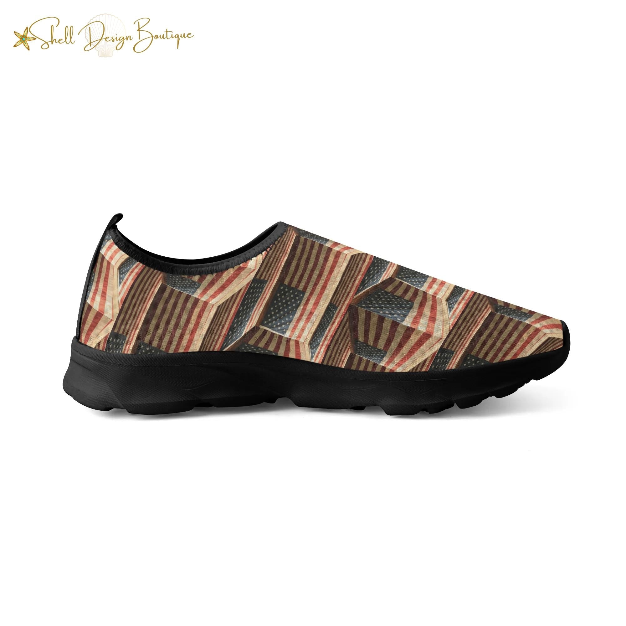 3D USA Flags Lightweight Adult Unisex Athletic Slip-on Shoes | Shipped in US