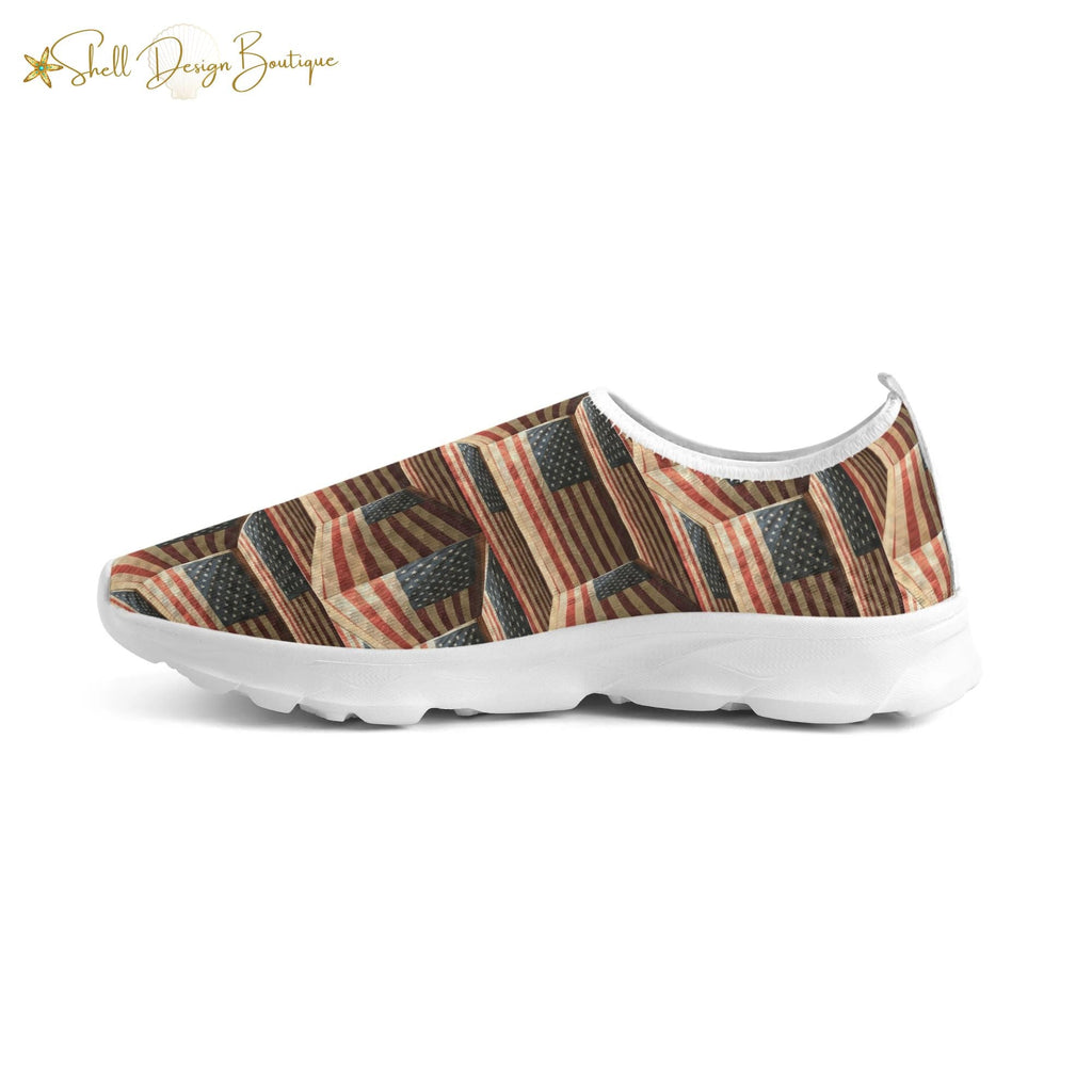 3D USA Flags Lightweight Adult Unisex Athletic Slip-on Shoes | Shipped in US