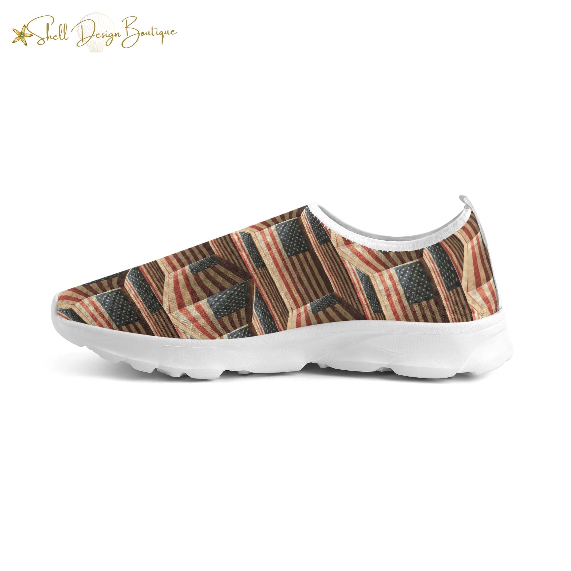 3D USA Flags Lightweight Adult Unisex Athletic Slip-on Shoes | Shipped in US
