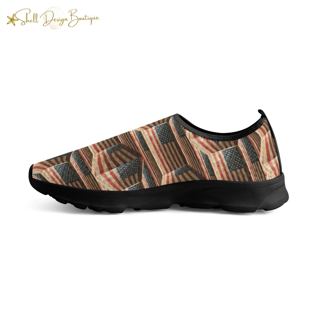 3D USA Flags Lightweight Adult Unisex Athletic Slip-on Shoes | Shipped in US