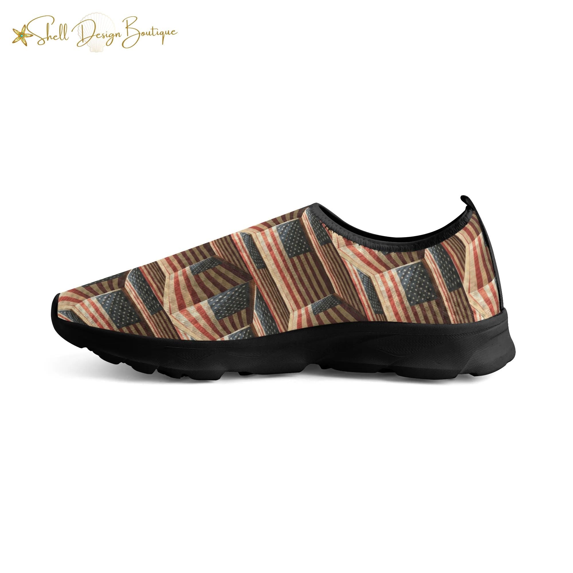 3D USA Flags Lightweight Adult Unisex Athletic Slip-on Shoes | Shipped in US
