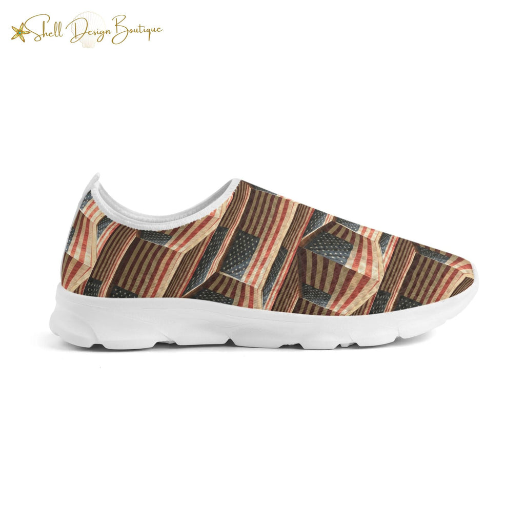 3D USA Flags Lightweight Adult Unisex Athletic Slip-on Shoes | Shipped in US