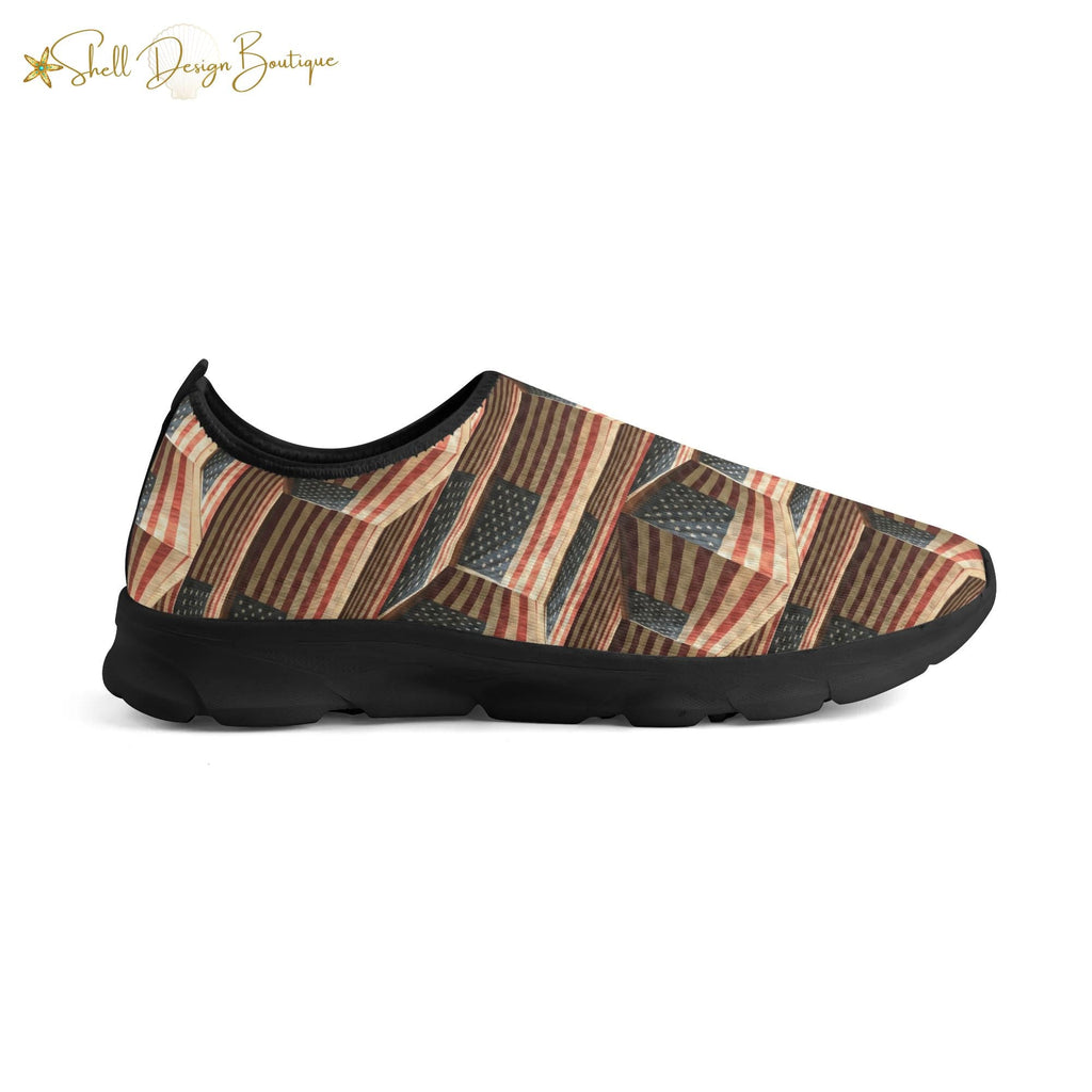 3D USA Flags Lightweight Adult Unisex Athletic Slip-on Shoes | Shipped in US