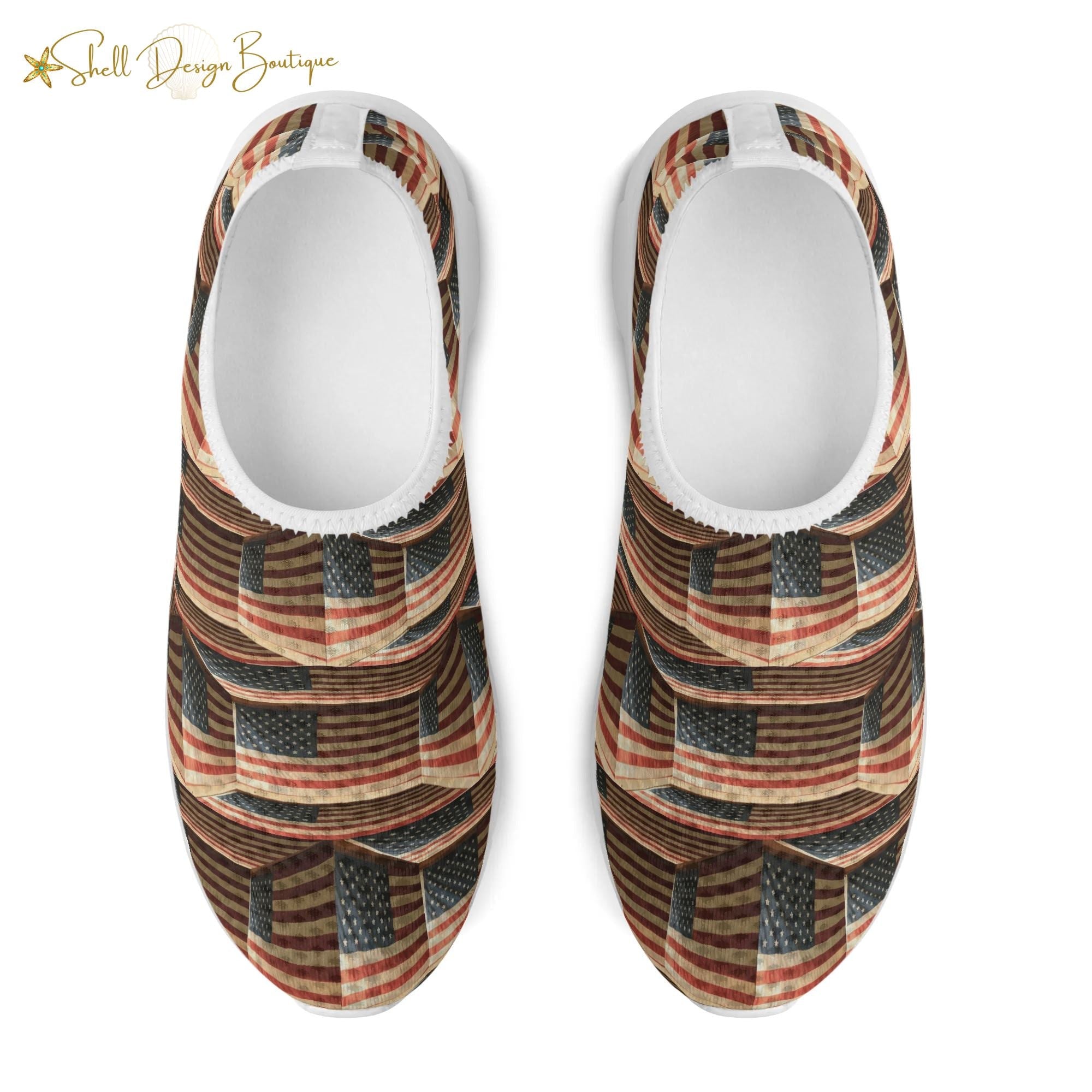 3D USA Flags Lightweight Adult Unisex Athletic Slip-on Shoes | Shipped in US