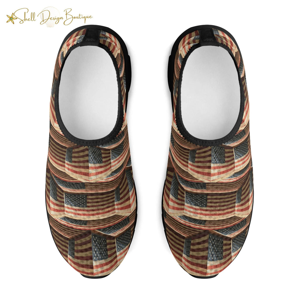 3D USA Flags Lightweight Adult Unisex Athletic Slip-on Shoes | Shipped in US