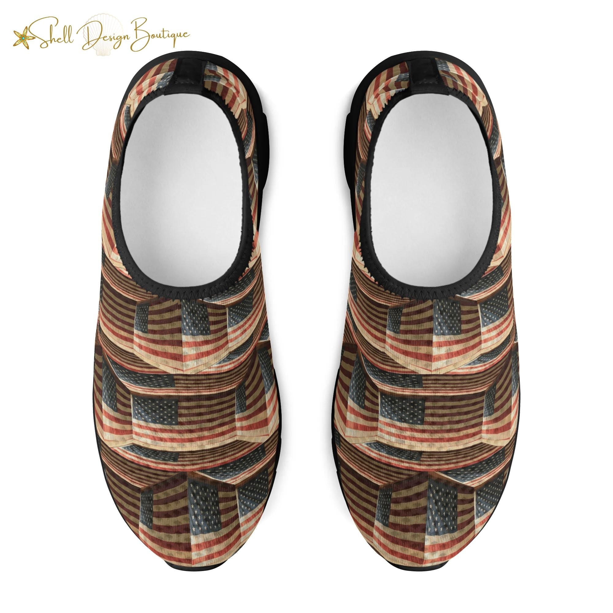3D USA Flags Lightweight Adult Unisex Athletic Slip-on Shoes | Shipped in US