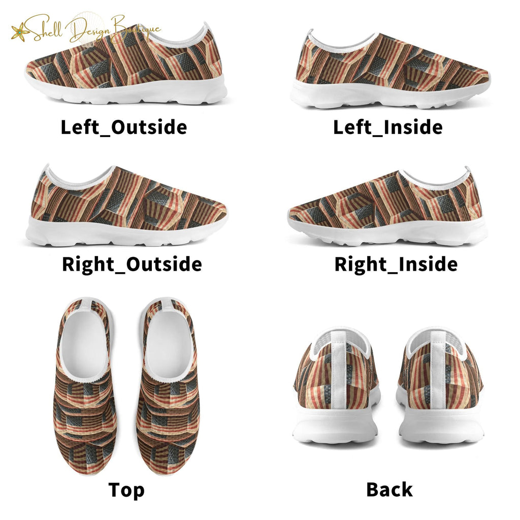 3D USA Flags Lightweight Adult Unisex Athletic Slip-on Shoes | Shipped in US