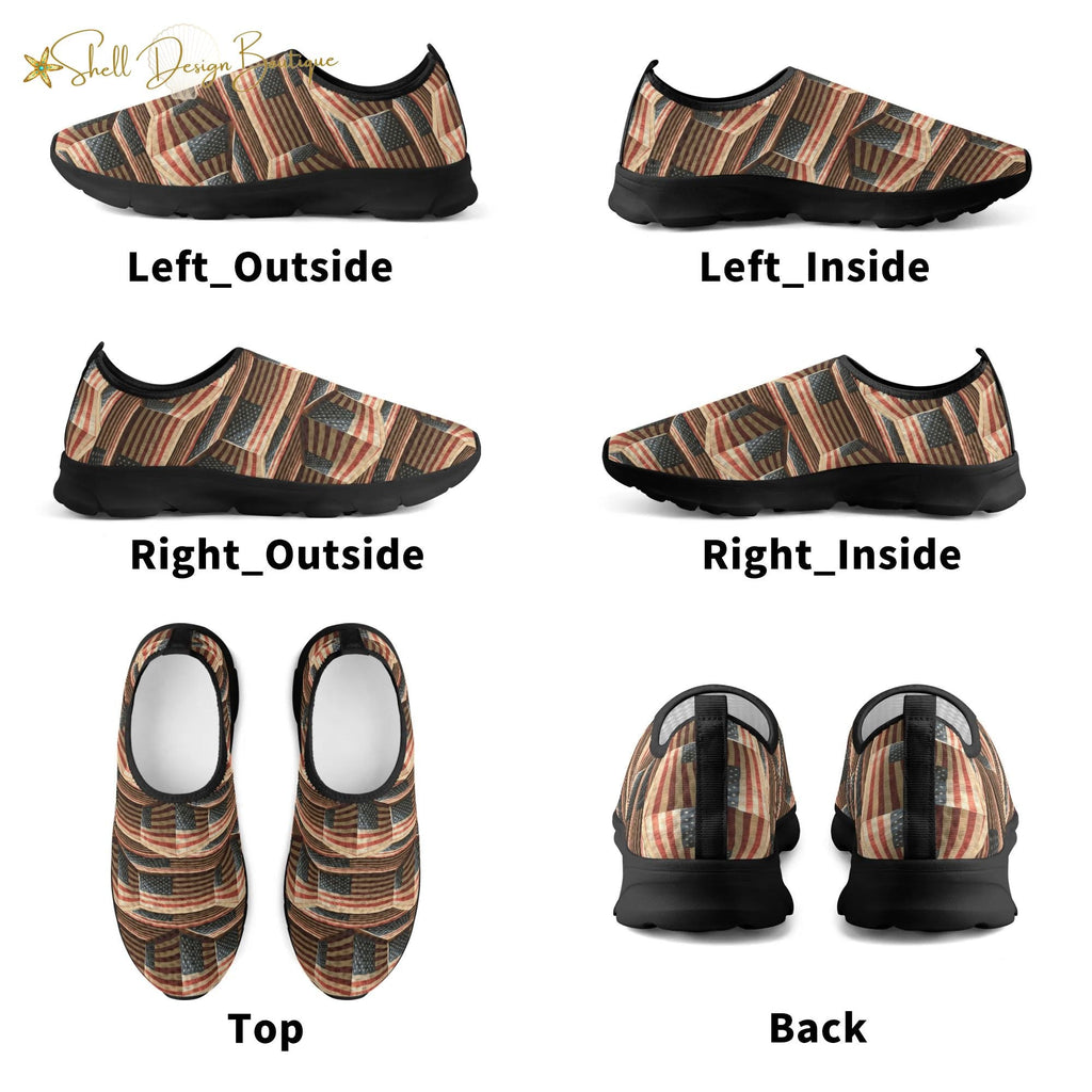 3D USA Flags Lightweight Adult Unisex Athletic Slip-on Shoes | Shipped in US