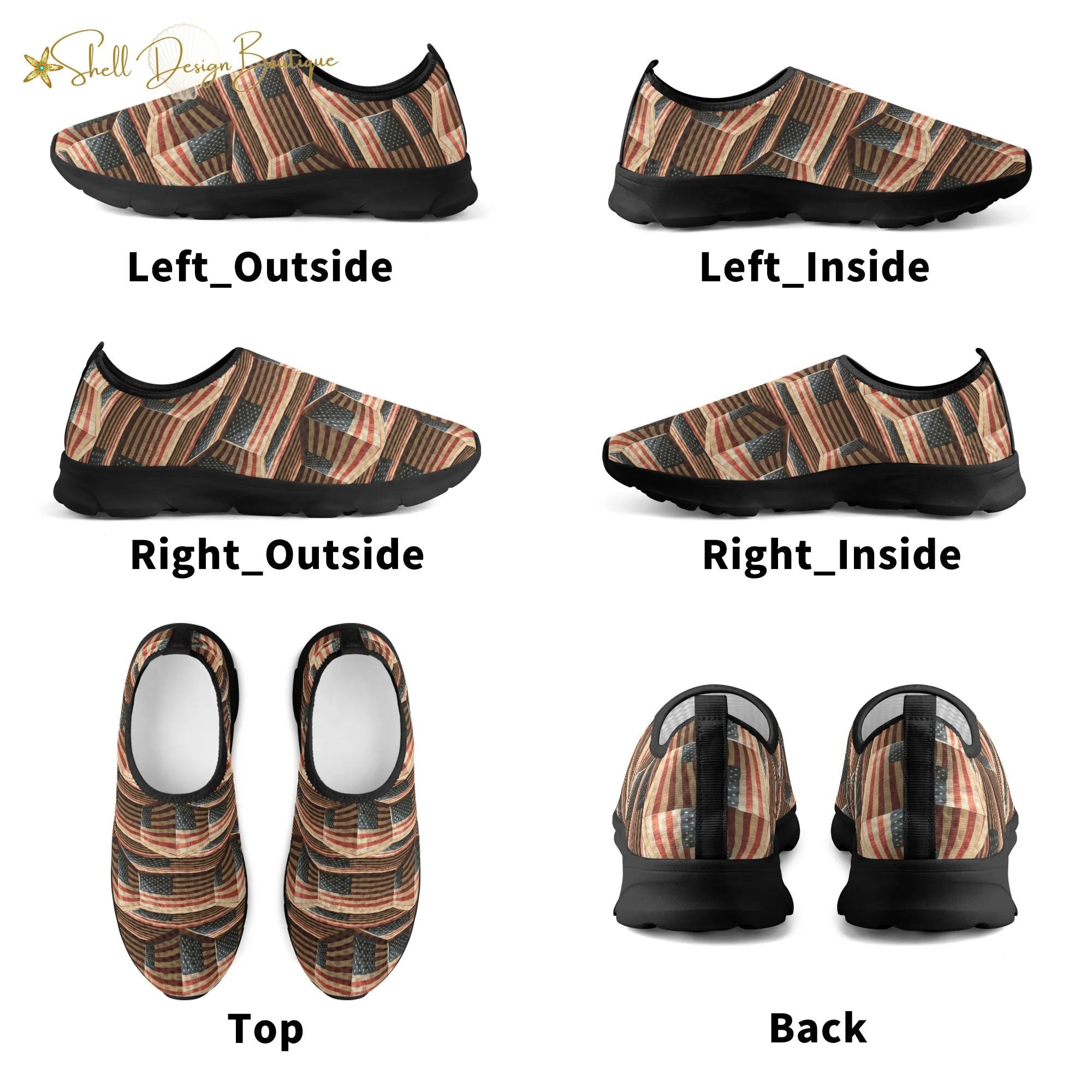 3D USA Flags Lightweight Adult Unisex Athletic Slip-on Shoes | Shipped in US