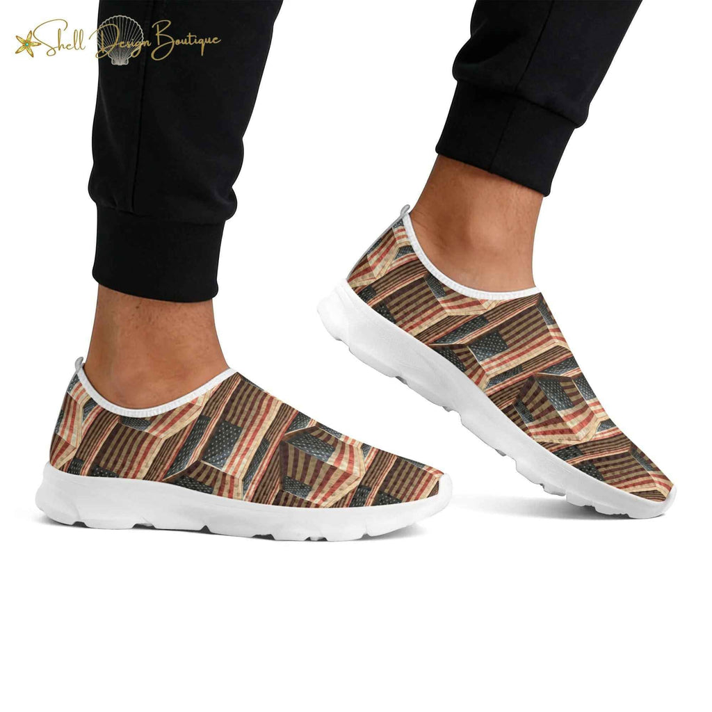 3D USA Flags Lightweight Adult Unisex Athletic Slip-on Shoes | Shipped in US