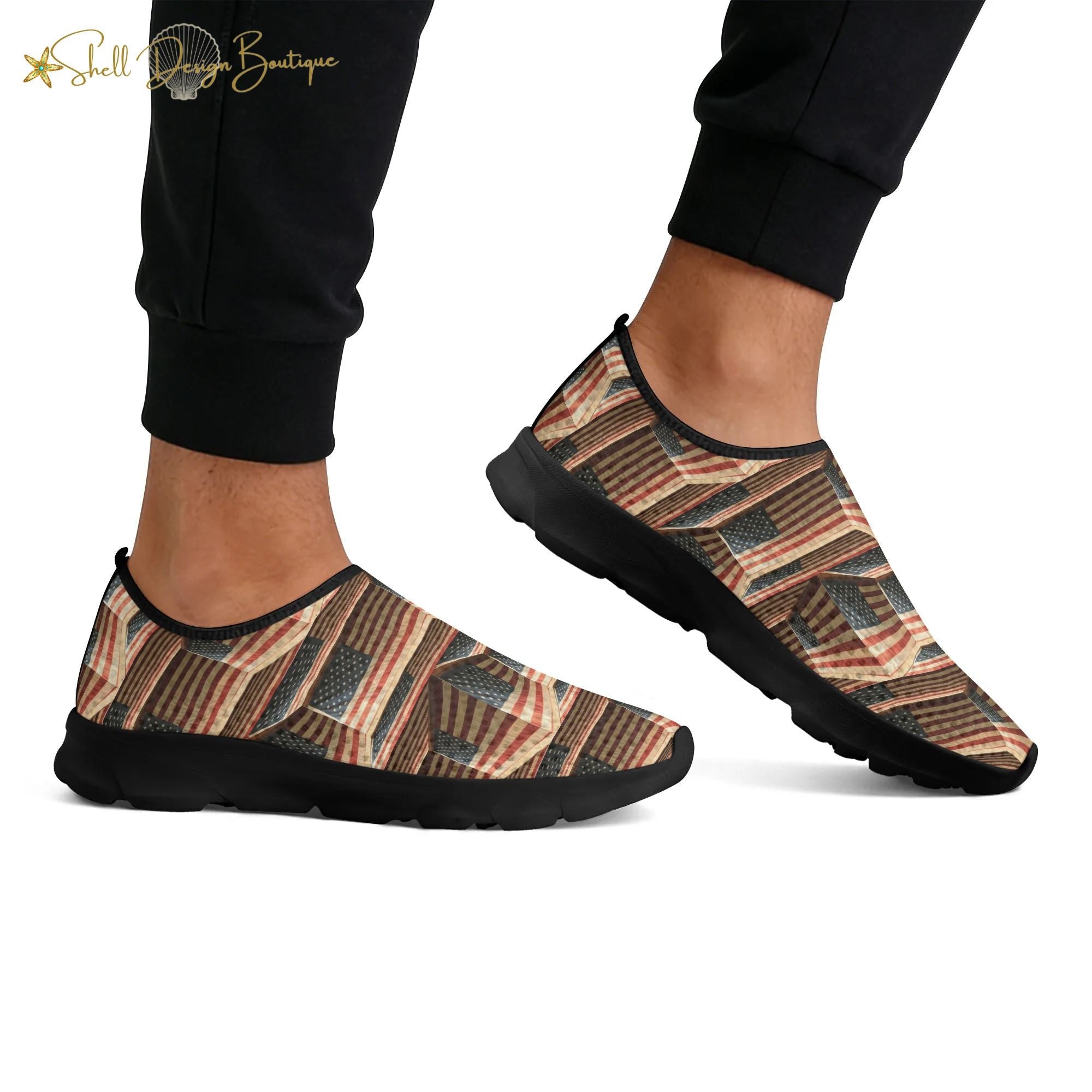 3D USA Flags Lightweight Adult Unisex Athletic Slip-on Shoes | Shipped in US
