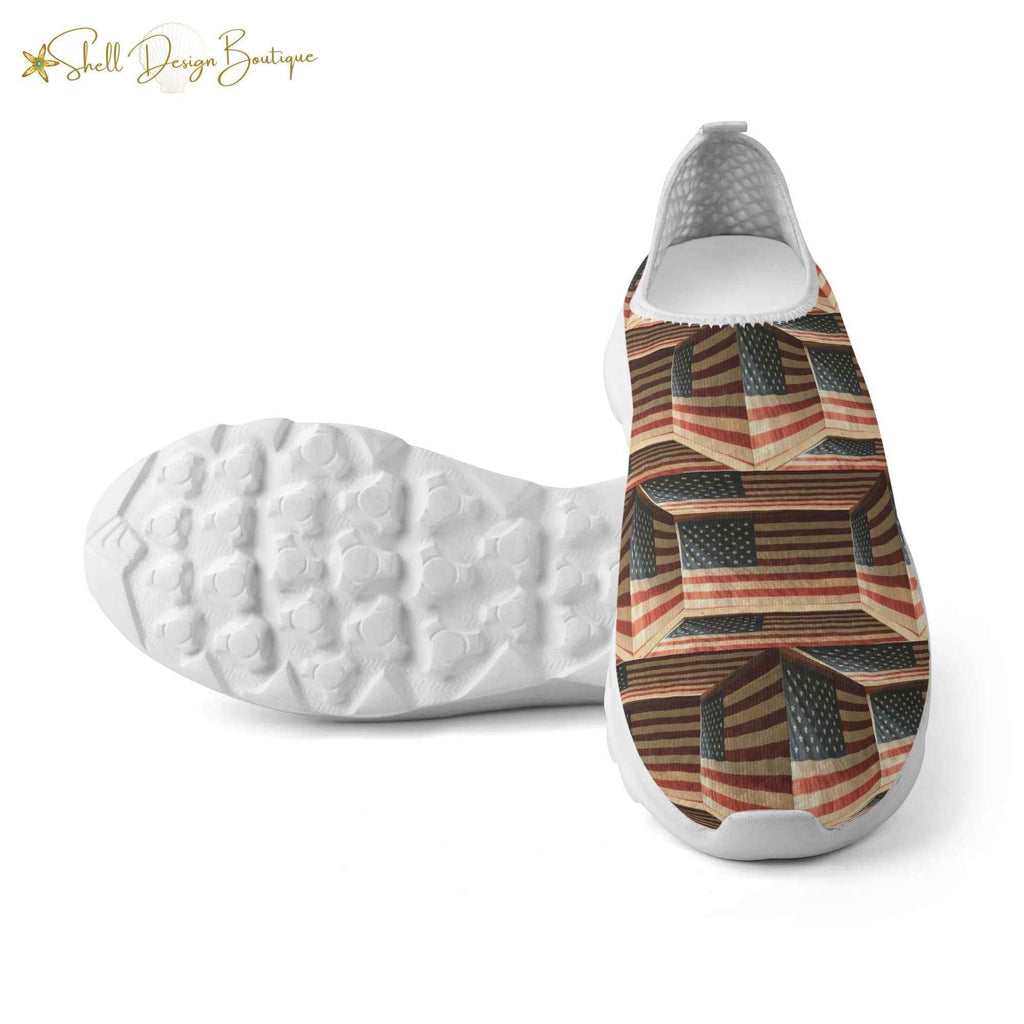 3D USA Flags Lightweight Adult Unisex Athletic Slip-on Shoes | Shipped in US