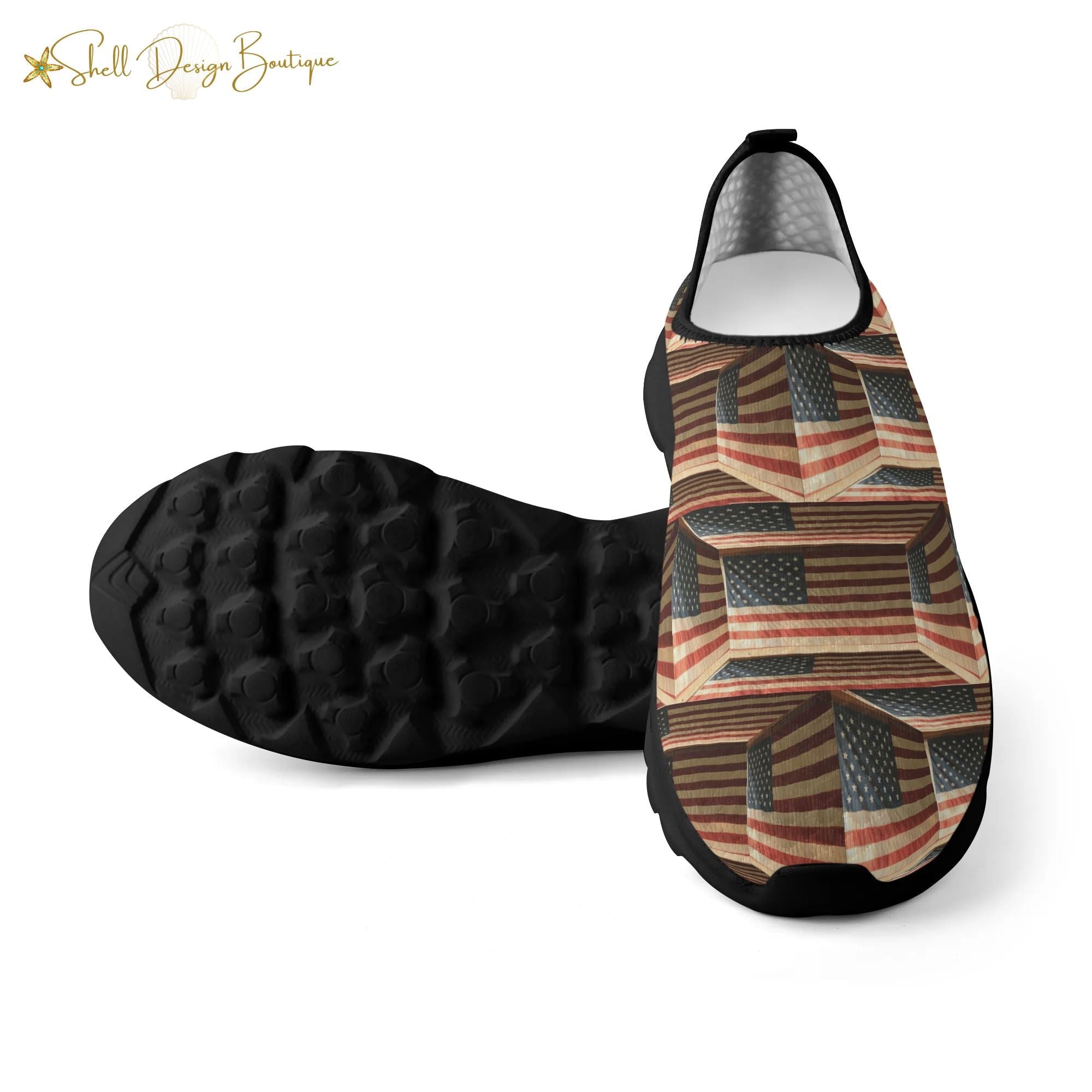 3D USA Flags Lightweight Adult Unisex Athletic Slip-on Shoes | Shipped in US