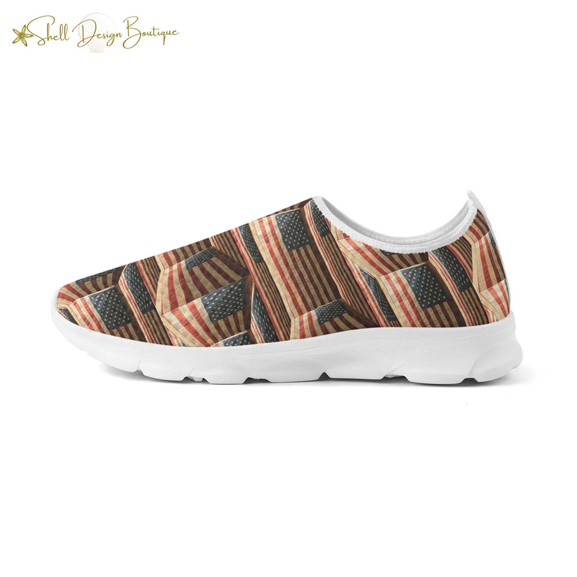 3D USA Flags Lightweight Adult Unisex Athletic Slip-on Shoes | Shipped in US