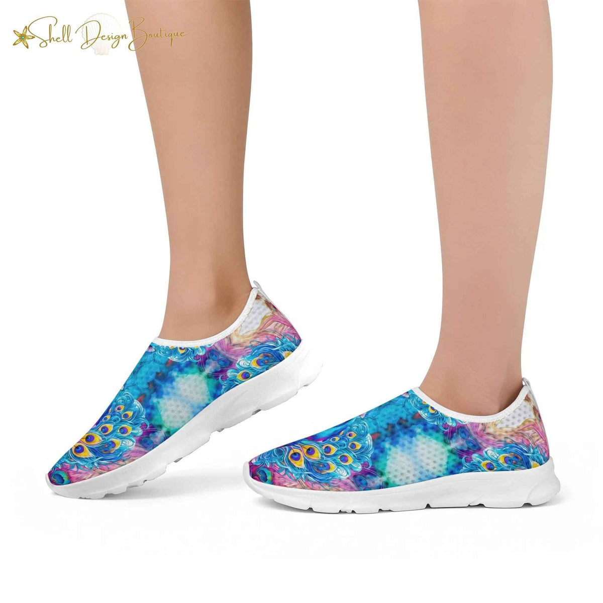 Lightweight Adult Comfortable Shoes with Peacock Pattern for Women and Men
