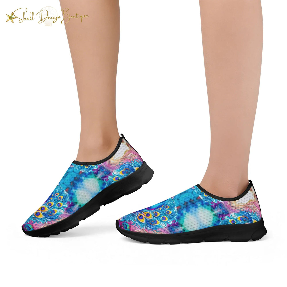 Lightweight Adult Comfortable Shoes with Peacock Pattern for Women and Men