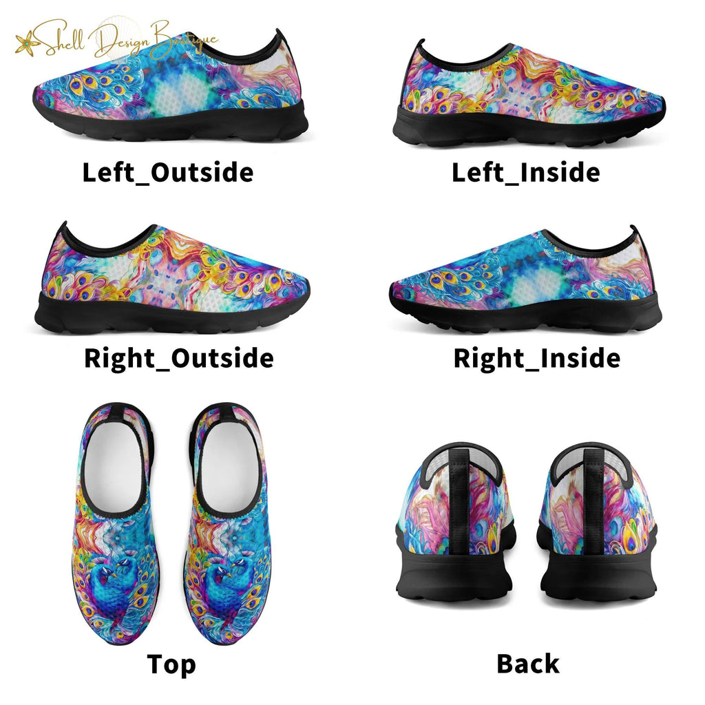 Lightweight Adult Comfortable Shoes with Peacock Pattern for Women and Men