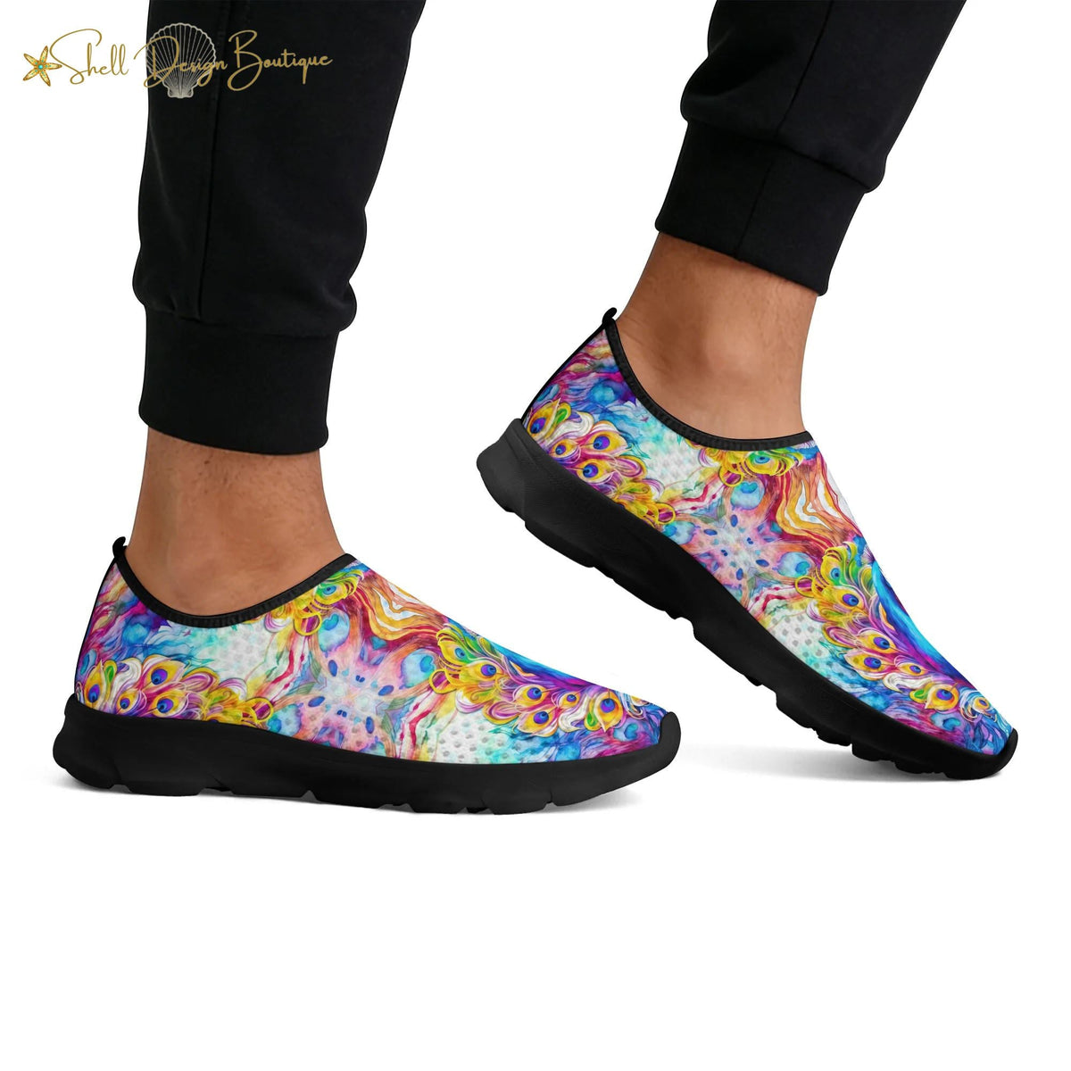 Lightweight Adult Comfortable Shoes with Peacock Pattern for Women and Men