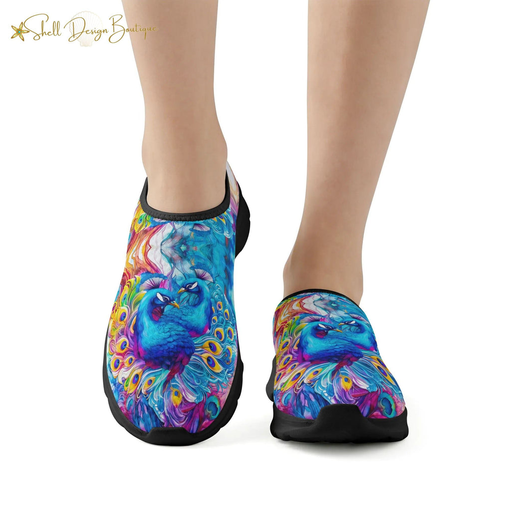 Lightweight Adult Comfortable Shoes with Peacock Pattern for Women and Men