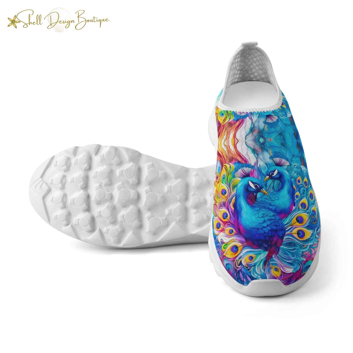 Lightweight Adult Comfortable Shoes with Peacock Pattern for Women and Men