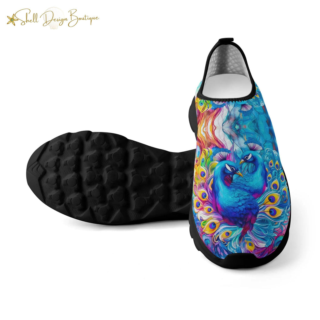 Lightweight Adult Comfortable Shoes with Peacock Pattern for Women and Men