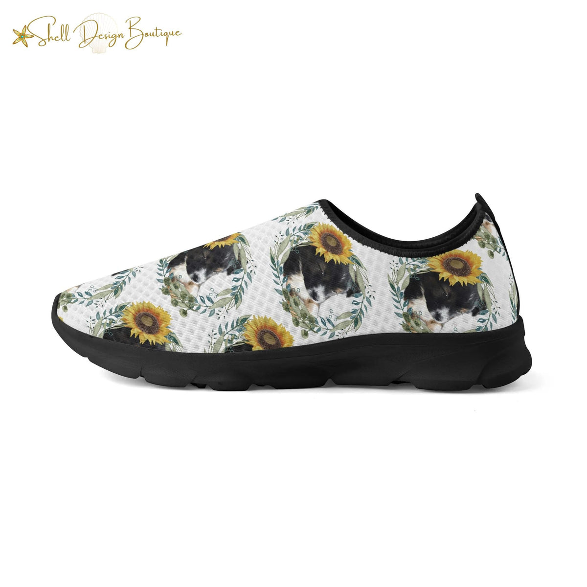 Cute Black Puppy Lightweight Adult Yoga Shoes for Women and Men