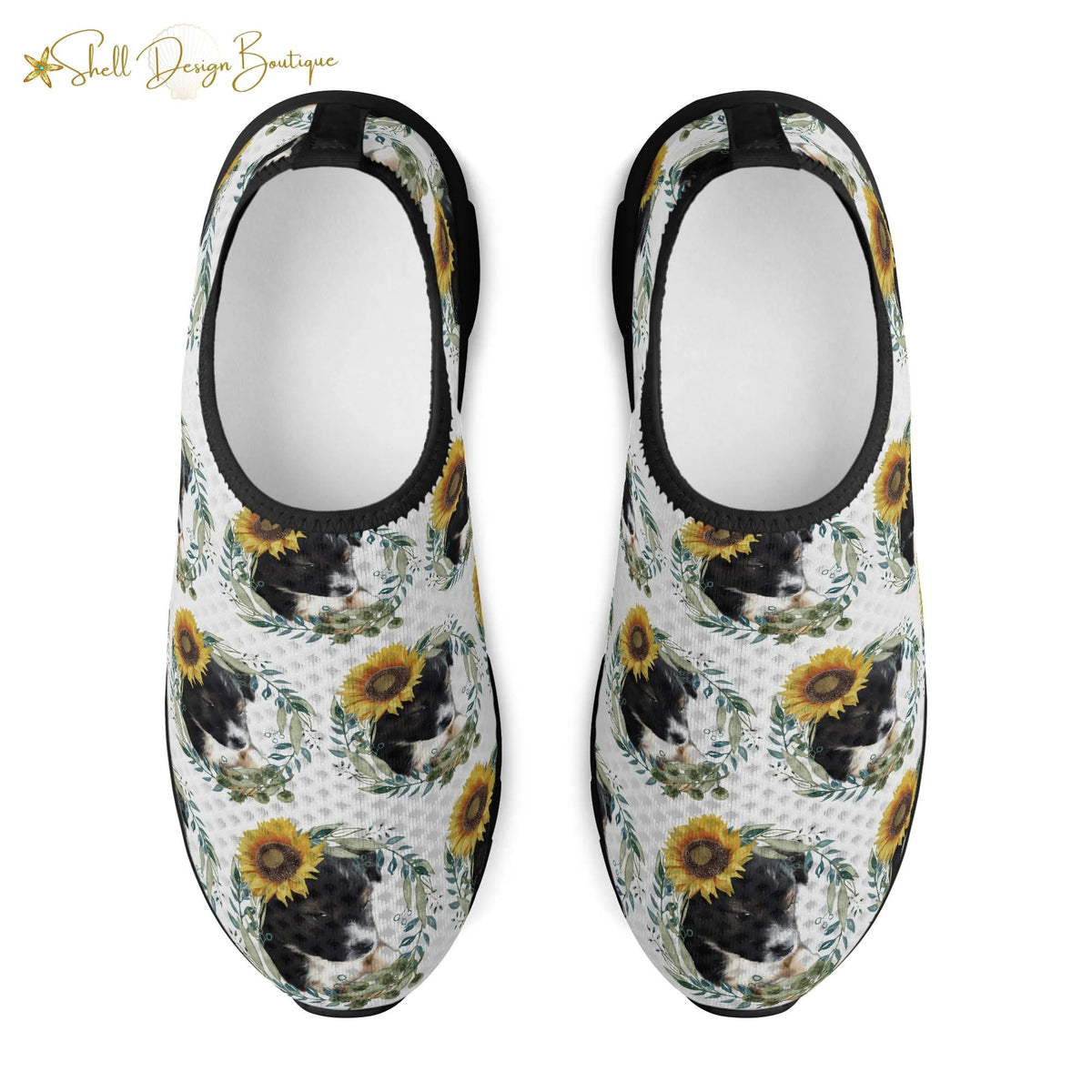 Cute Black Puppy Lightweight Adult Yoga Shoes for Women and Men
