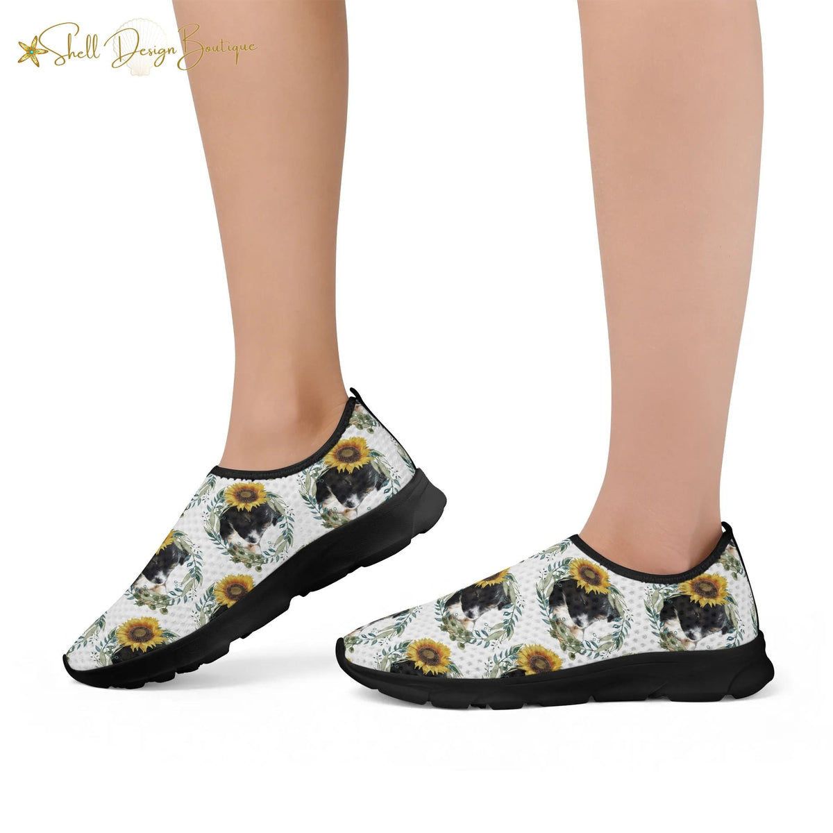 Cute Black Puppy Lightweight Adult Yoga Shoes for Women and Men
