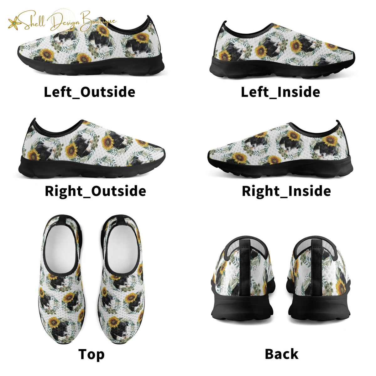 Cute Black Puppy Lightweight Adult Yoga Shoes for Women and Men