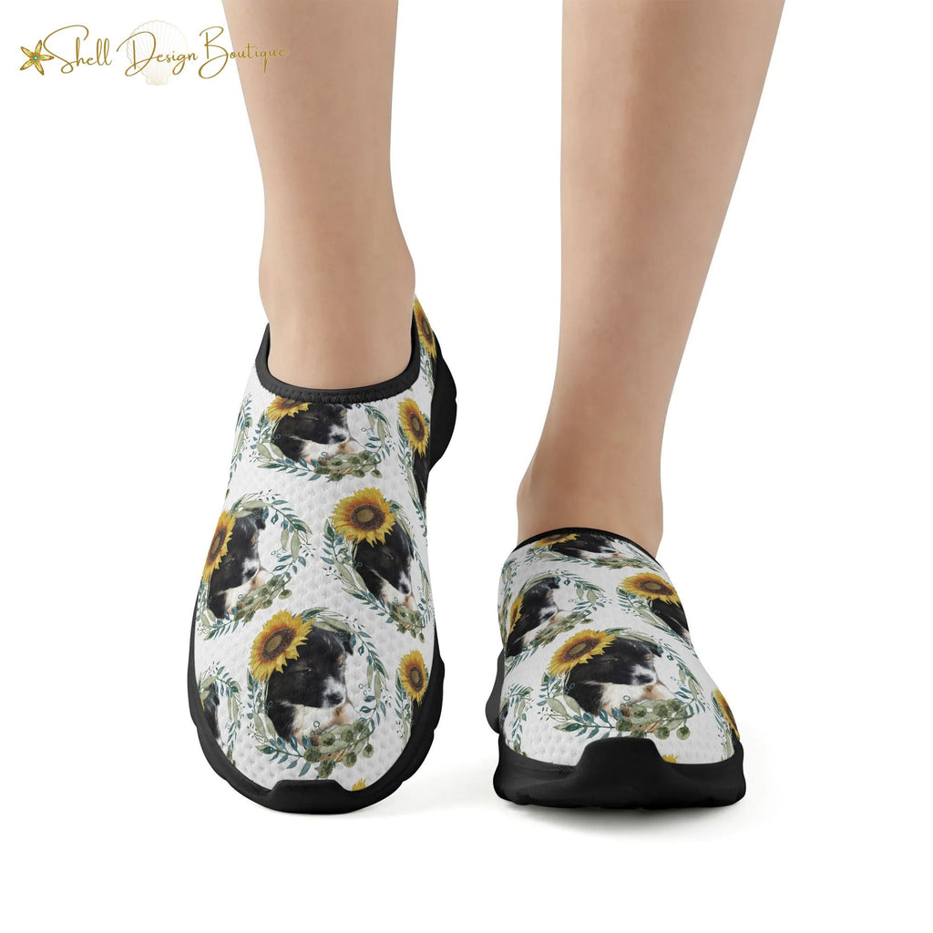 Cute Black Puppy Lightweight Adult Yoga Shoes for Women and Men