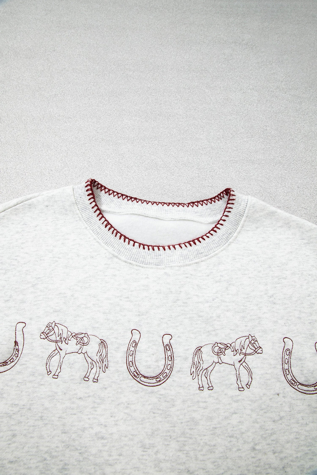 Western Embroidered Round Neck Graphic Sweatshirt