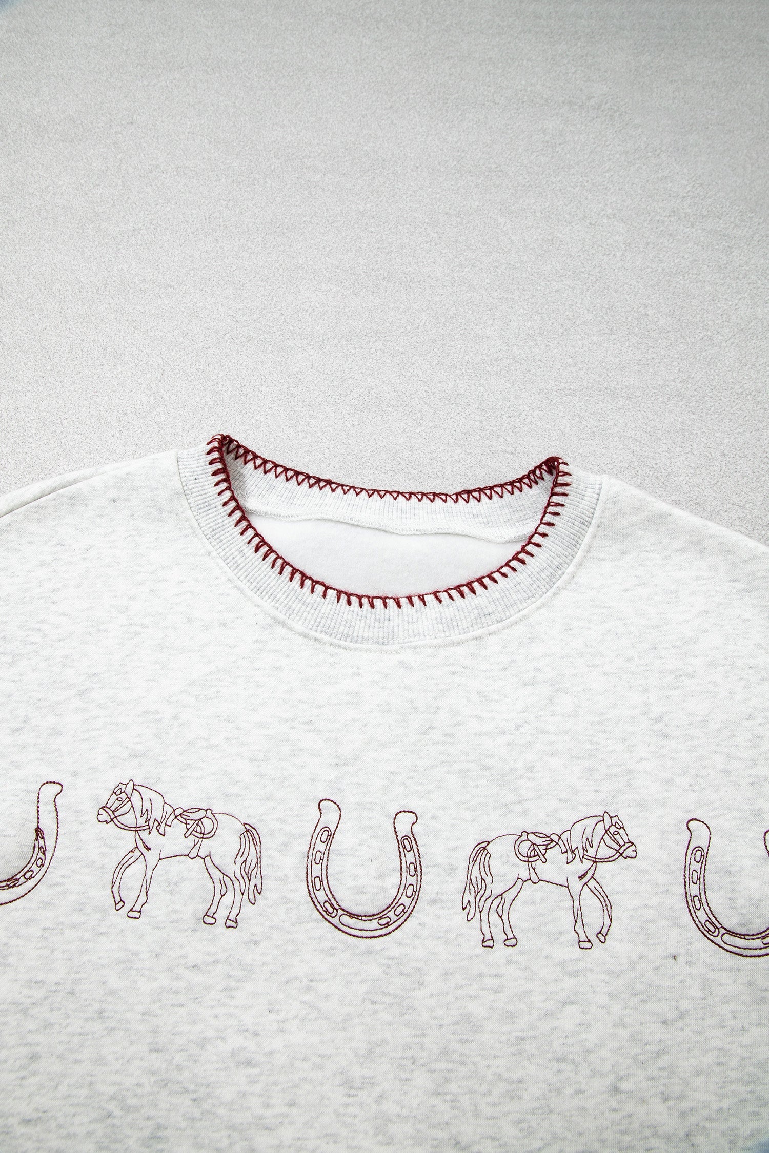 Western Embroidered Round Neck Graphic Sweatshirt