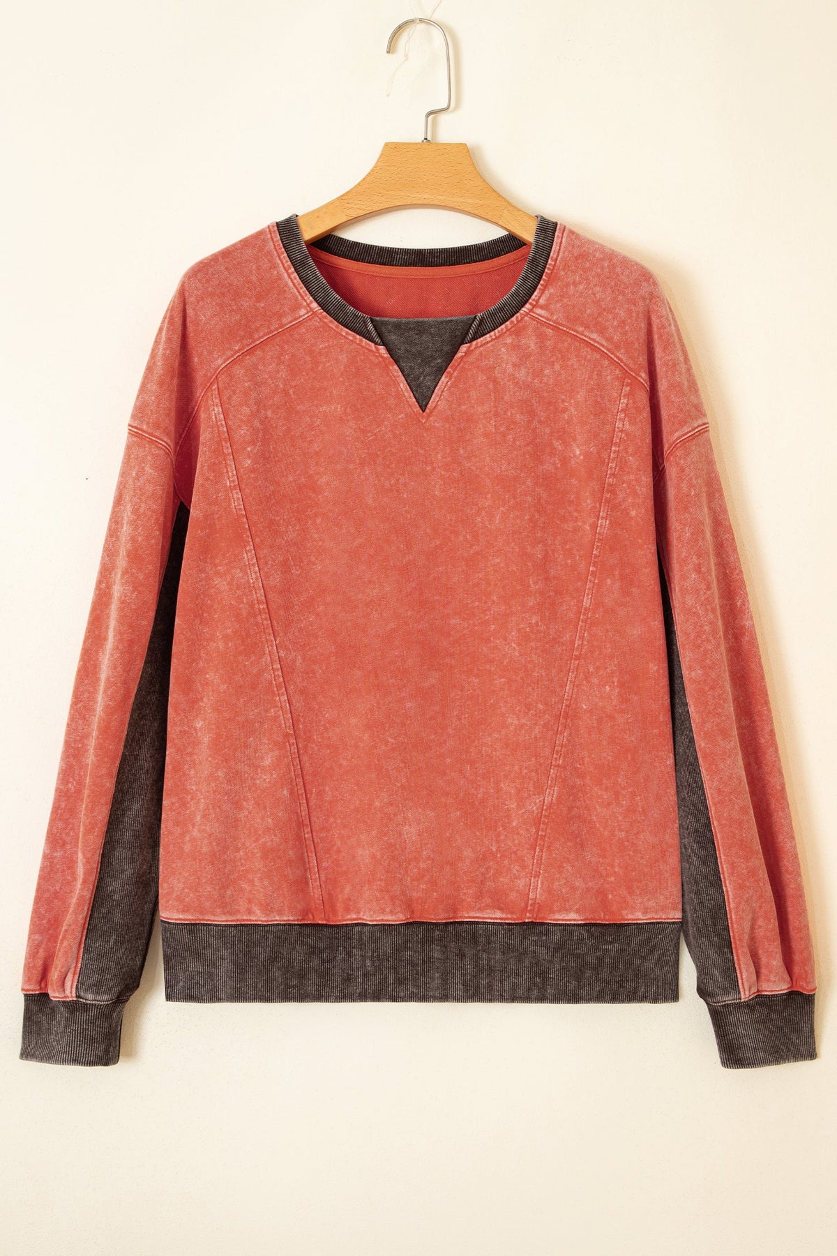 Colorblock Mineral Wash Long Sleeve Sweatshirt