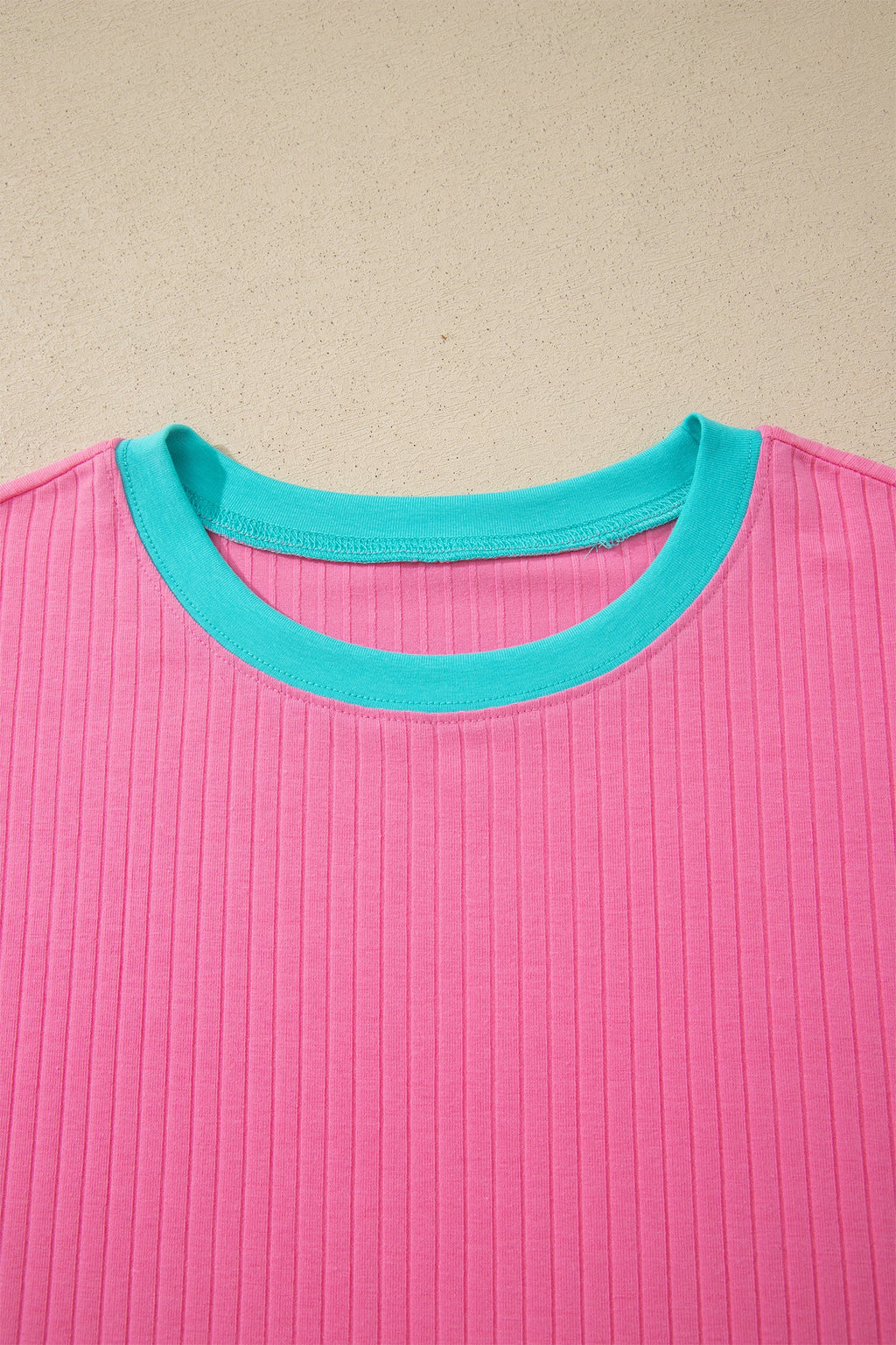 Colorblock Trim Ribbed Top & Shorts Set