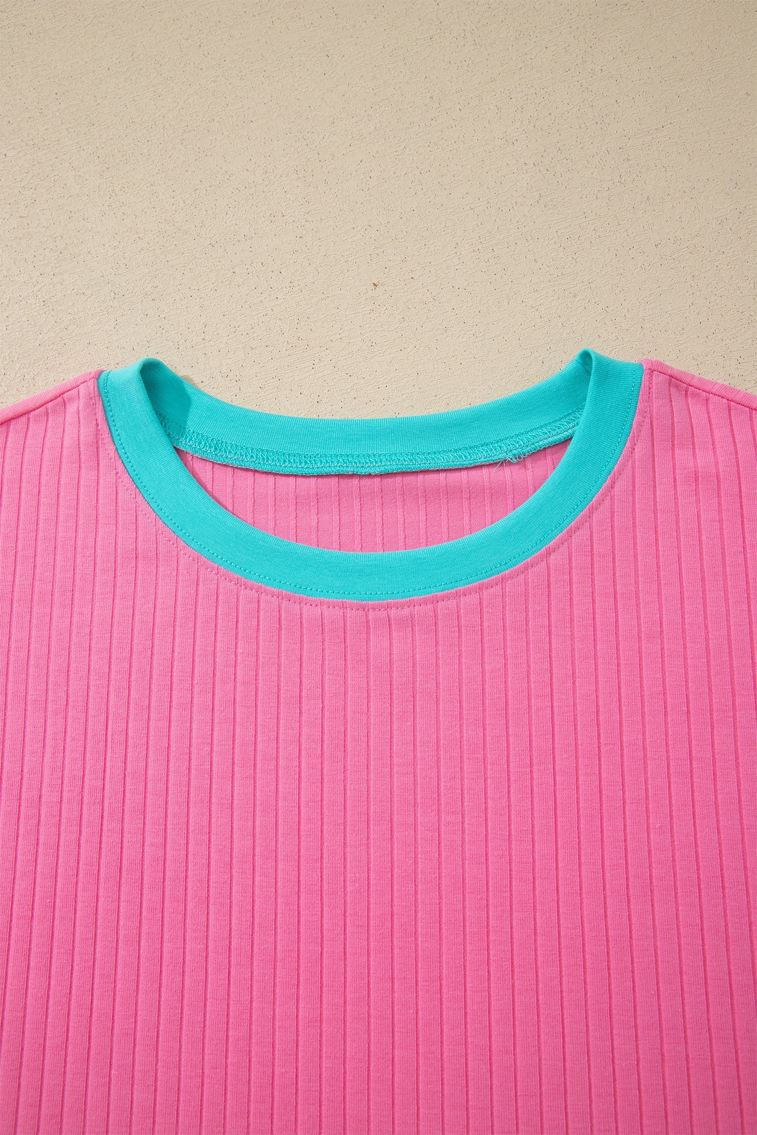 Colorblock Trim Ribbed Top & Shorts Set