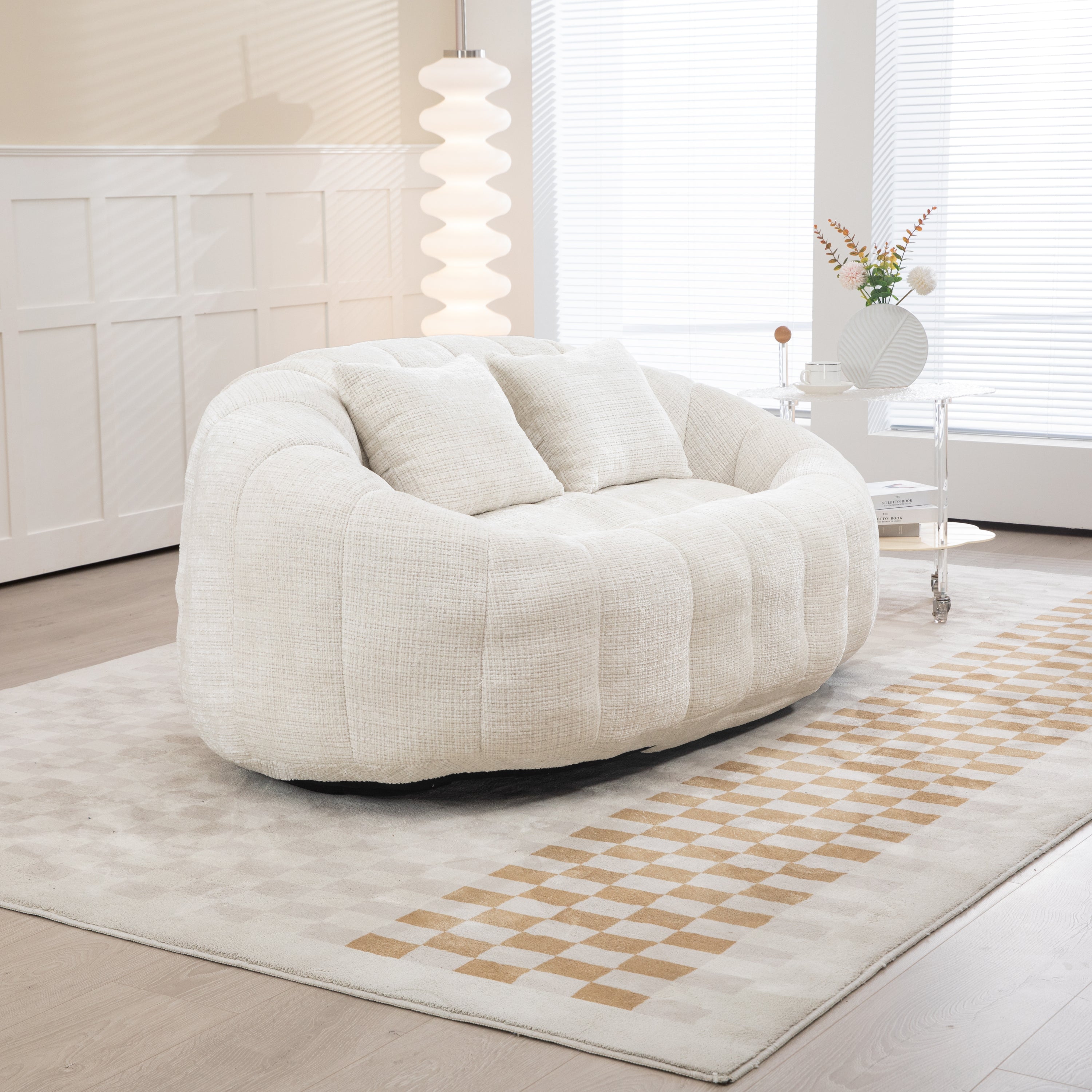 Bean Bag sofa Lazy Sofa Durable Comfort Lounger High Back Bean Bag Chair Couch for Adults and Kids, Indoor & Outdoor, Accent Floor Soft Lounge Chair  (Beige chenille)