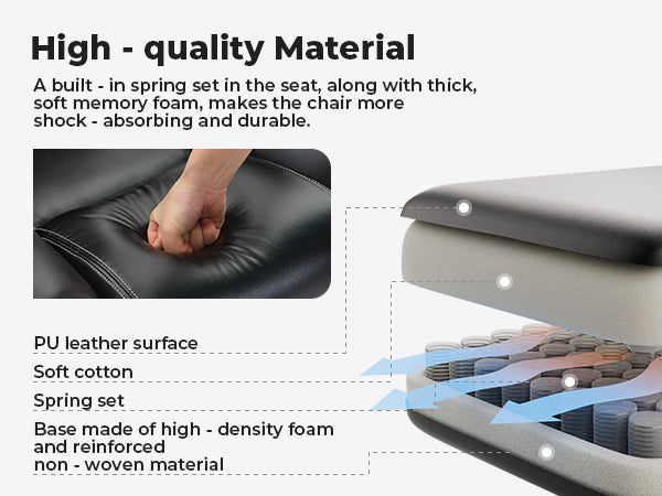 Office Chair Ergonomic 200 kg PU Leather Computer Chair with Lumbar Support and High Backrest, Ergonomic Desk Chair with Liftable Headrest, Black