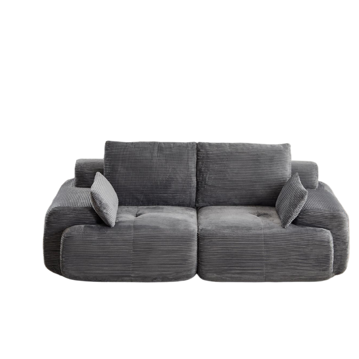 Modern Memory Foam Compressed Sofa,2 Seater Large Sectional Couches for Living Room,Pet-Friendly Cloud Modular Sectional Sofa,Corduroy Fabric,Extra Deep Loveseat,No Assembly required, Grey
