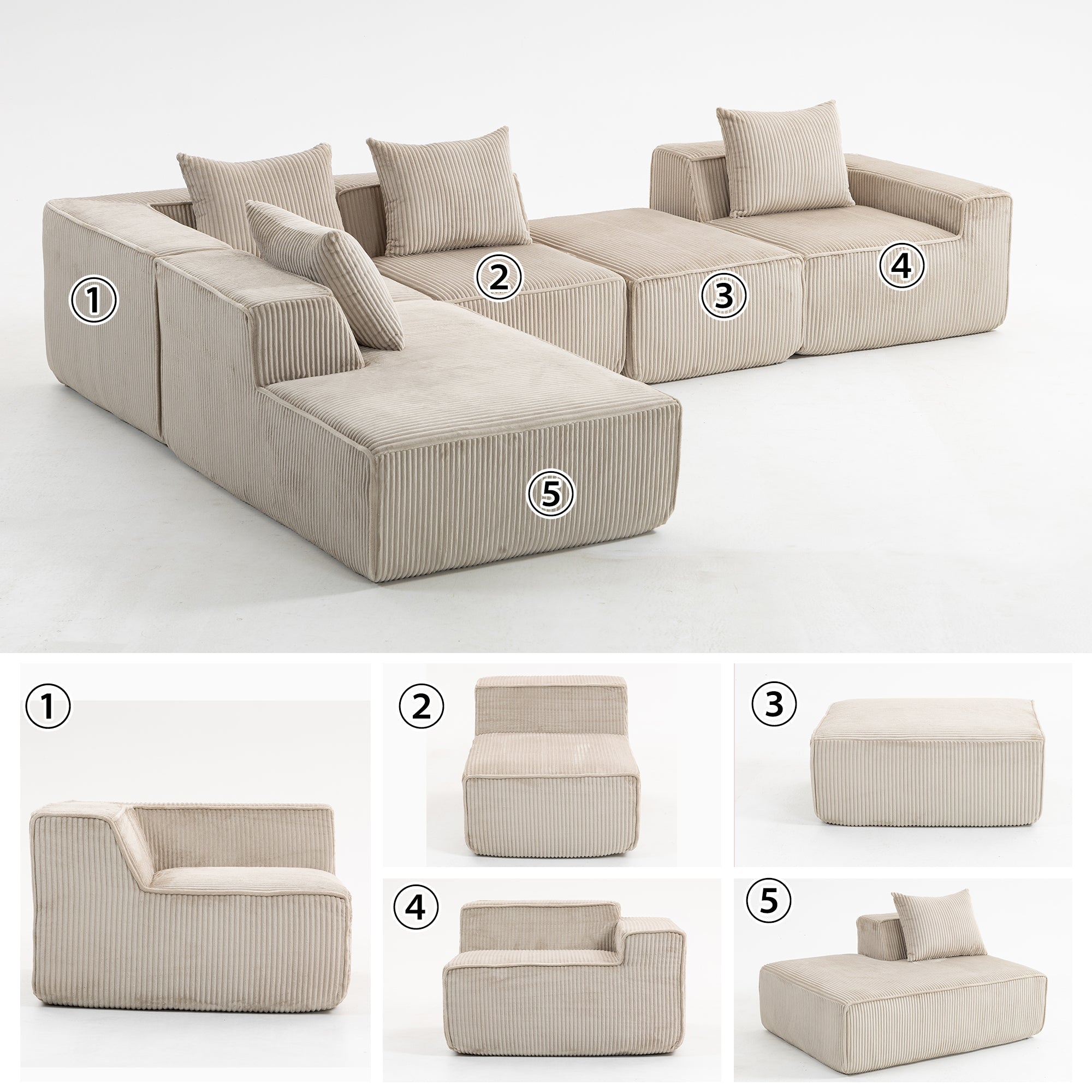Multi person modular compression sofa that can be freely combined-33005-5