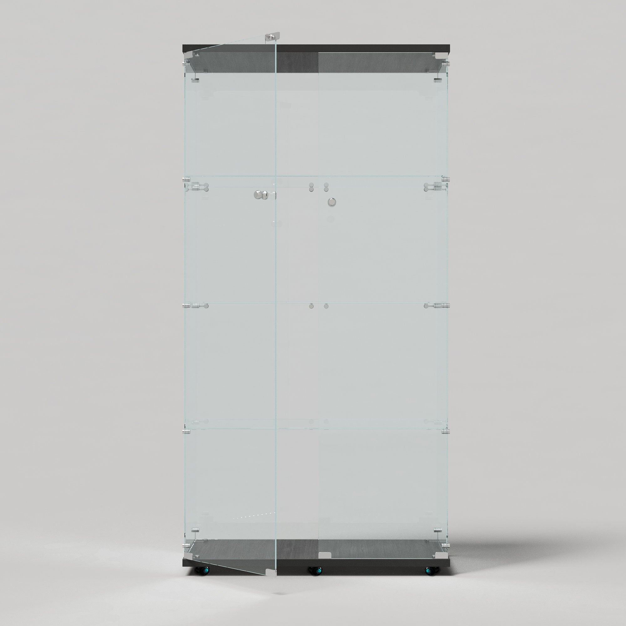 Tempered glass display cabinet, wine cabinet,storage cabinet,file cabinet,with Bluetooth LED light strip,lock on the door,equipped with cast,easy to move,for living room, bedroom,hallway,Office,black