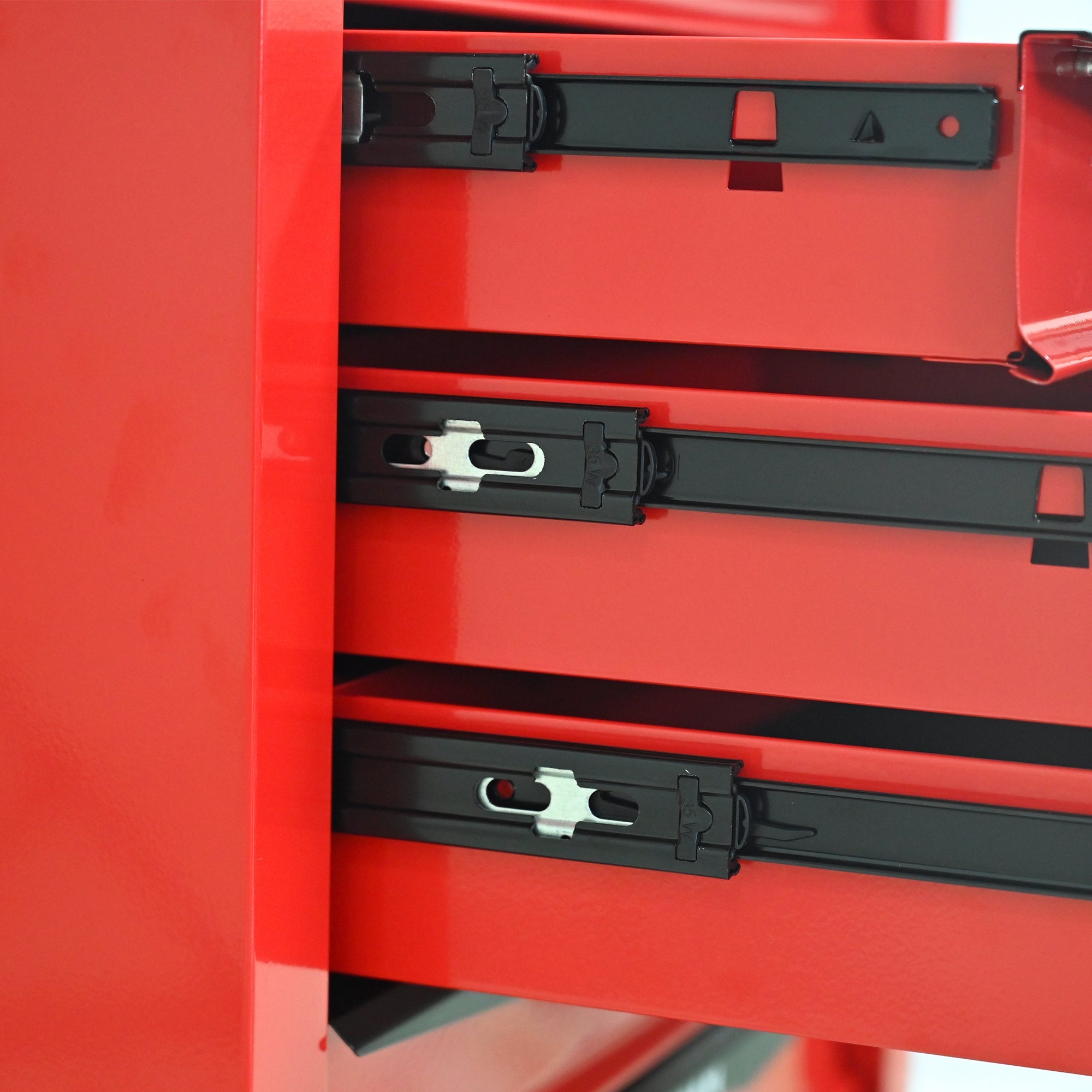 Rolling Metal Tool Chest with 7 Drawers, 20' Steel Storage Cabinet with Ball Bearing Slides, Red and Black Finish