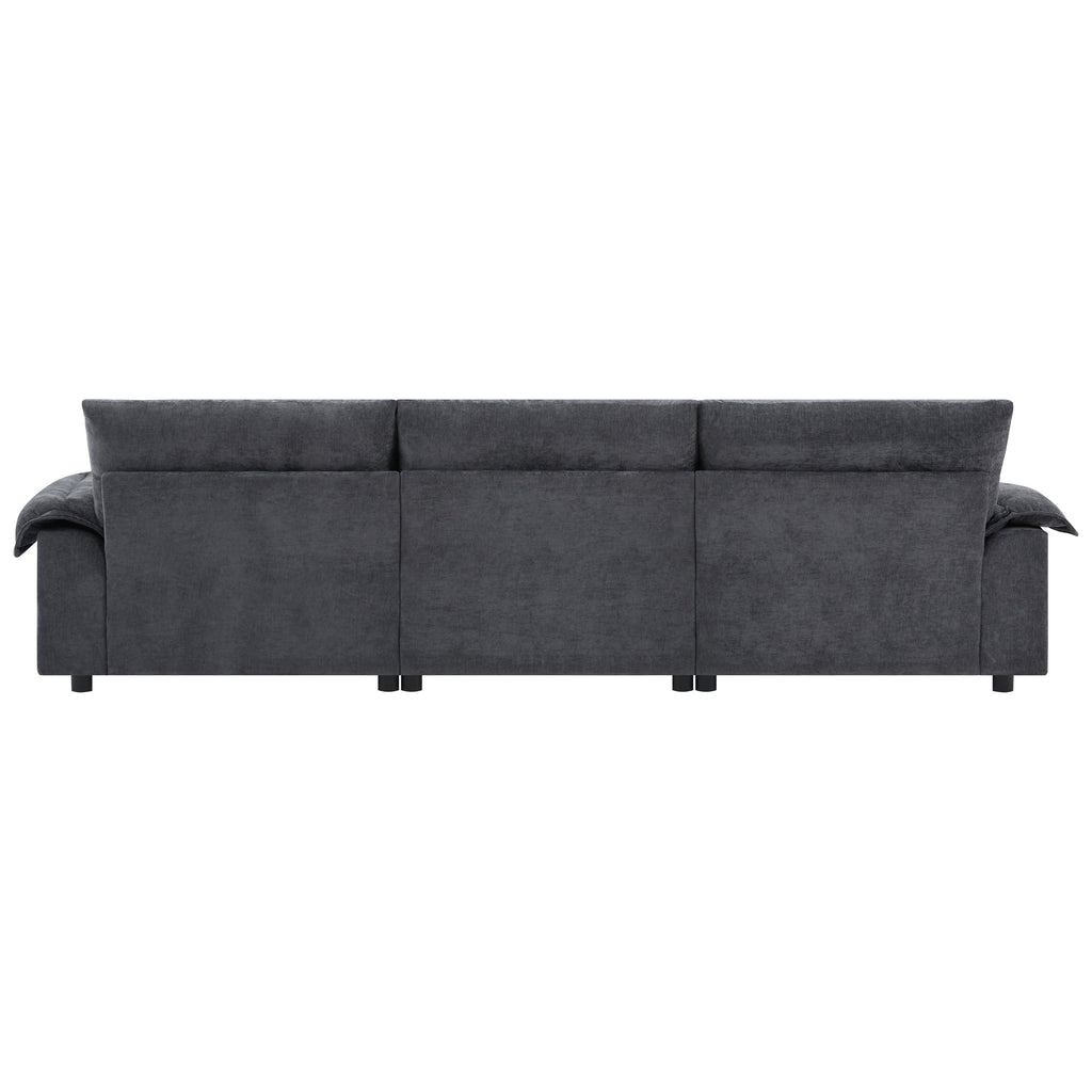 [VIDEO]104*60' Sectional Sofa, L-Shape with Multifunctional Armrest, Dual-Port Charging, Cup Holder, Side Storage Pockets, Movable Storage Ottoman, Unique Tufted Design, Soft Cushion, Chenille,3colors