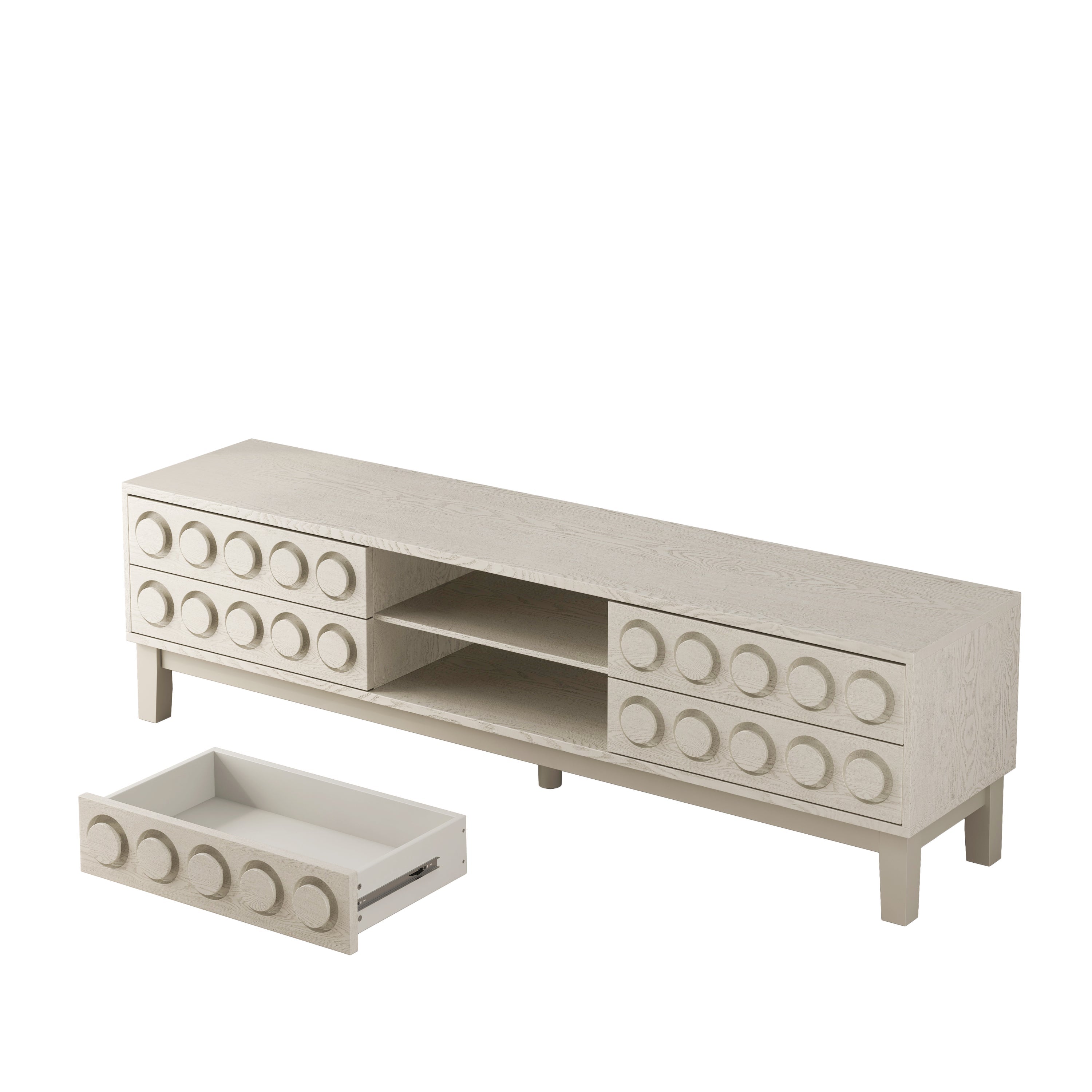TV Stand for TVs up to 75', Media Console with 4 Drawers, Entertainment Center with Storage for Living Room and Bedroom(White)