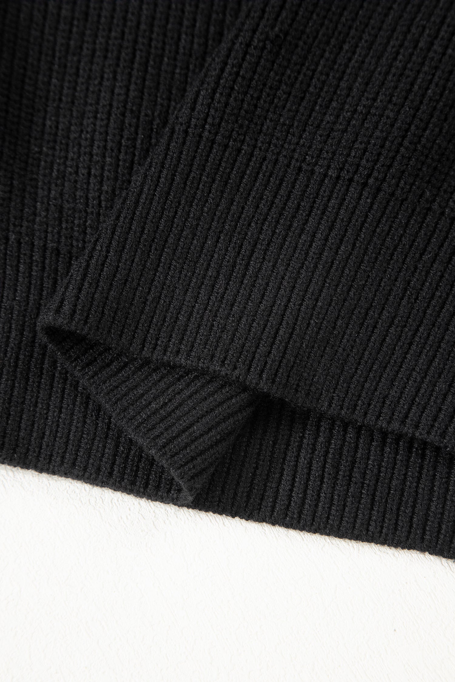 Ribbon Knot Backless Drop Shoulder Ribbed Sweater